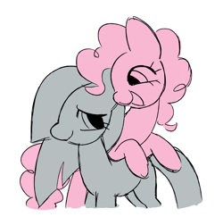 Size: 2366x2296 | Tagged: safe, artist:risswm, imported from derpibooru, marble pie, pinkie pie, earth pony, pony, female, limited palette, open mouth, open smile, pie sisters, pie twins, siblings, simple background, sisters, smiling, twins, white background