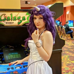 Size: 980x980 | Tagged: safe, artist:starfallcosplay, imported from derpibooru, rarity, human, clothes, cosplay, costume, galaga, irl, irl human, photo