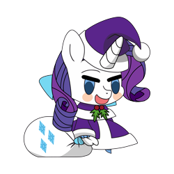 Size: 9934x9934 | Tagged: safe, artist:dimanizma, imported from derpibooru, rarity, pony, unicorn, bag, christmas, clothes, costume, cute, fate/stay night, female, happy new year, hat, holiday, horn, padoru, santa costume, santa hat, simple background, solo, transparent background