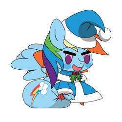 Size: 9934x9934 | Tagged: safe, artist:dimanizma, imported from derpibooru, rainbow dash, pegasus, pony, bag, christmas, clothes, costume, cute, fate/stay night, female, happy new year, hat, holiday, padoru, santa costume, santa hat, simple background, solo, transparent background, wings