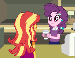 Size: 1024x786 | Tagged: safe, artist:emeraldblast63, imported from derpibooru, sugar belle, sunset shimmer, comic:the tale of two sunsets, equestria girls, coffee cup, cup, duo, duo female, equestria girls-ified, female, story in the source