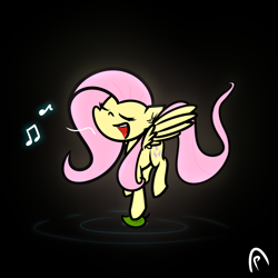 Size: 4000x4000 | Tagged: safe, artist:professionalpuppy, imported from derpibooru, fluttershy, pegasus, black background, leaf, music notes, simple background