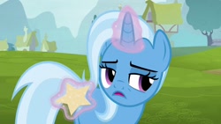 Size: 1280x720 | Tagged: safe, imported from derpibooru, screencap, trixie, pony, unicorn, no second prances, female, house, levitation, magic, mare, solo, telekinesis, tree