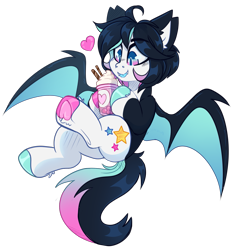 Size: 1381x1451 | Tagged: safe, artist:star-theft, imported from derpibooru, oc, oc only, oc:neo starstorm, bat pony, pony, bat pony oc, female, mare, milkshake, simple background, solo, transparent background