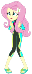 Size: 810x1850 | Tagged: safe, edit, edited screencap, imported from derpibooru, screencap, fluttershy, equestria girls, equestria girls series, forgotten friendship, background removed, clothes, fluttershy's wetsuit, not a vector, pigeon toed, sandals, simple background, solo, swimsuit, transparent background, wetsuit