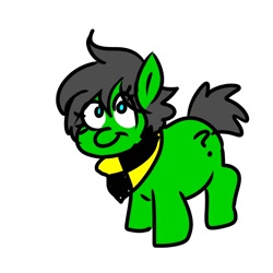 Size: 1200x1200 | Tagged: safe, artist:pony quarantine, imported from derpibooru, oc, oc only, oc:filly anon, earth pony, pony, bandana, female, filly, foal, simple background, smiling, solo, white background