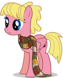 Size: 515x627 | Tagged: safe, artist:sweetie-bloom, imported from derpibooru, oc, oc only, oc:sweetie bloom, pegasus, pony, clothes, cute, female, fourth doctor's scarf, mare, ocbetes, scarf, simple background, solo, striped scarf, transparent background