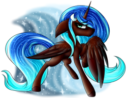 Size: 3538x2721 | Tagged: safe, artist:beamybutt, imported from derpibooru, oc, oc only, alicorn, pony, alicorn oc, ethereal mane, horn, raised hoof, simple background, solo, starry mane, transparent background, wings