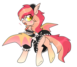 Size: 1227x1066 | Tagged: safe, artist:kaikururu, imported from derpibooru, oc, oc only, bat pony, pony, bat pony oc, bat wings, blushing, butt, choker, clothes, female, maid, maid headdress, mare, open mouth, plot, simple background, solo, transparent background, underhoof, wings