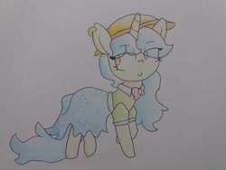 Size: 4128x3096 | Tagged: safe, artist:cherro, imported from derpibooru, oc, oc only, oc:viewing pleasure, pony, clothes, dress, ear piercing, earring, jewelry, piercing, solo, sundress, traditional art