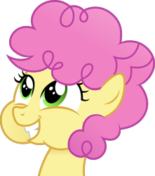 Size: 1920x2168 | Tagged: safe, artist:cirillaq, imported from derpibooru, li'l cheese, earth pony, pony, the last problem, bust, cute, female, green eyes, grin, high res, looking up, pink mane, portrait, puffy cheeks, simple background, smiling, solo, transparent background, vector