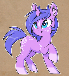 Size: 1260x1385 | Tagged: safe, artist:shydale, imported from derpibooru, oc, oc only, oc:startrail, pony, unicorn, body freckles, coat markings, colored ears, cute, dappled, ear fluff, facial markings, female, freckles, raised leg, simple background, socks (coat markings), solo, spots, star (coat marking)