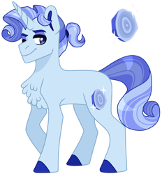 Size: 1280x1378 | Tagged: safe, artist:artistcoolpony, imported from derpibooru, oc, oc only, pony, unicorn, blue eyes, chest fluff, full body, hooves, horn, magical lesbian spawn, male, offspring, parent:rarity, parent:trixie, parents:rarixie, ponytail, raised hoof, simple background, smiling, solo, stallion, standing, tail, transparent background, unicorn oc