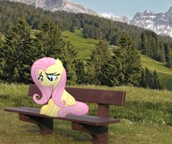 Size: 1158x973 | Tagged: safe, artist:icetea, imported from derpibooru, fluttershy, pegasus, pony, female, grass, irl, mare, mountain, mountain range, nature, photo, ponies in real life