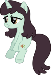 Size: 3797x5540 | Tagged: safe, artist:thatusualguy06, imported from derpibooru, sprout greenhoof, pony, unicorn, a bird in the hoof, .svg available, :t, absurd resolution, background pony, female, full body, hooves, horn, las pegasus resident, lidded eyes, mare, simple background, sitting, smiling, solo, svg, tail, transparent background, vector