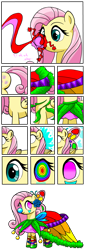 Size: 1424x4209 | Tagged: safe, artist:tf-circus, imported from derpibooru, fluttershy, pegasus, brainwashing, clothes, clown, clown makeup, clown nose, comic, dress, flutterclown, hypno eyes, hypnoshy, hypnosis, hypnotized, pink eyes, red nose, transformation