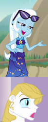 Size: 680x1711 | Tagged: safe, edit, edited screencap, imported from derpibooru, screencap, prince blueblood, trixie, equestria girls, equestria girls series, forgotten friendship, bedroom eyes, belly button, bikini, bluetrix, clothes, cropped, equestria girls-ified, female, hand on hip, male, midriff, sarong, shipping, shipping domino, straight, sunglasses, surprised blueblood, swimsuit