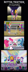 Size: 1173x3000 | Tagged: safe, artist:sapphiregamgee, imported from derpibooru, adagio dazzle, aria blaze, pinkie pie, rainbow dash, rarity, sonata dusk, equestria girls, rainbow rocks, ass, butt, clothes, clothes swap, comic, converse, disguise, disguised siren, electric guitar, fashion show, female, group, group picture, group shot, guitar, musical instrument, rainbow rocks outfit, rock and roll, server pinkie pie, shoes, skirt, the dazzlings