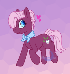 Size: 1077x1135 | Tagged: safe, artist:bluemoon, imported from derpibooru, jasmine leaf, earth pony, pony, background pony, cute, female, food, heart, mare, prancing, solo, tea, tea mare