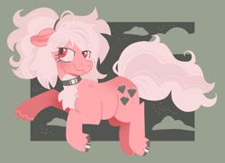Size: 2048x1489 | Tagged: safe, artist:pastacrylic, imported from derpibooru, oc, oc only, earth pony, pony, cloud, jewelry, necklace, pale belly, pink coat, red eyes, solo, stars, tail, unshorn fetlocks, white mane, white tail