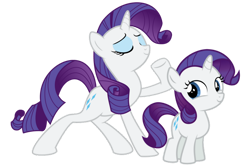 Size: 1280x854 | Tagged: safe, artist:budgeriboo, artist:media1997, artist:sollace, imported from derpibooru, rarity, pony, unicorn, duality, duo, eyes closed, female, filly, filly rarity, foal, mare, simple background, smiling, time paradox, transparent background, vector, younger