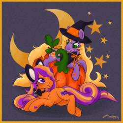 Size: 2000x2000 | Tagged: safe, artist:creeate97, imported from derpibooru, abra-ca-dabra, pumpkin tart, earth pony, pony, cat ears, g3, hat, witch hat