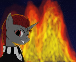 Size: 1776x1434 | Tagged: safe, artist:kpapwiss, imported from derpibooru, oc, oc only, oc:kpapwiss, pony, unicorn, bonfire, clothes, fire, looking at you, scarf, solo, stars