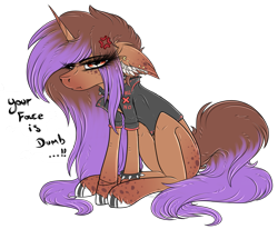 Size: 3373x2785 | Tagged: safe, artist:beamybutt, imported from derpibooru, oc, oc only, pony, unicorn, clothes, cross-popping veins, eyelashes, female, frown, hoof polish, horn, mare, simple background, spiked wristband, transparent background, unamused, unicorn oc, wristband