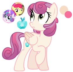 Size: 1280x1261 | Tagged: safe, artist:princess-kitsune-tsu, imported from derpibooru, apple bloom, princess flurry heart, oc, pegasus, pony, the crystalling, female, magical lesbian spawn, mare, offspring, parent:apple bloom, parent:princess flurry heart, parents:flurrybloom, simple background, transparent background