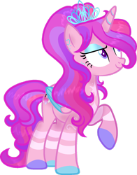 Size: 1280x1635 | Tagged: safe, artist:dayspring-dawnyt, imported from derpibooru, oc, oc only, oc:starflight sparkle, alicorn, pony, blue eyeshadow, colored wings, eyeshadow, female, folded wings, hair over one eye, heart, horn, jewelry, long mane, long tail, makeup, mare, multicolored mane, multicolored tail, raised hoof, raised leg, simple background, solo, tail, tiara, transparent background, two toned wings, wings