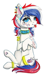 Size: 1024x1644 | Tagged: safe, artist:lailyren, imported from derpibooru, oc, oc only, oc:britannia (uk ponycon), earth pony, pony, punk, simple background, solo, tongue out, transparent background, uk ponycon