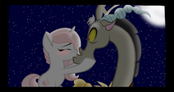 Size: 6208x3304 | Tagged: safe, artist:sugarcubecreationz, imported from derpibooru, oc, oc:sweetheart, pony, unicorn, absurd resolution, female, kissing, mare, night