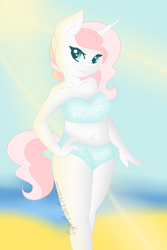 Size: 386x578 | Tagged: safe, artist:sugarcubecreationz, imported from derpibooru, oc, oc:sweetheart, anthro, bikini, clothes, solo, swimsuit