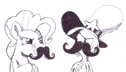 Size: 500x286 | Tagged: safe, artist:tierraverde, imported from derpibooru, pinkie pie, crossover, duo, facial hair, moustache, traditional art, wander (wander over yonder), wander over yonder