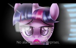 Size: 898x574 | Tagged: safe, artist:kimmyartmlp, imported from derpibooru, twilight sparkle, pony, female, open mouth, radiohead, solo, song reference, sparkles, subtitles