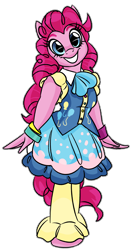 Size: 1737x3268 | Tagged: safe, artist:fotia-kouneli, imported from derpibooru, pinkie pie, anthro, earth pony, unguligrade anthro, clothes, dress, female, simple background, solo, transparent background