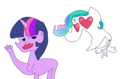 Size: 4000x2500 | Tagged: source needed, safe, imported from derpibooru, princess celestia, twilight sparkle, human head pony, original species, unicorn, 1000 hours in ms paint, big head, breasts, chestbreasts, female, finger, heart eyes, high res, implied princess luna, impossibly large head, lesbian, lesbian twilight, lips, lipstick, missing cutie mark, no tail, open mouth, open smile, shipping, simple background, smiling, spread wings, transparent background, twilestia, unicorn twilight, vulgar description, wat, wingboner, wingding eyes, wings