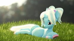 Size: 3840x2160 | Tagged: safe, artist:xppp1n, imported from ponybooru, trixie, pony, unicorn, 3d, alternate hairstyle, babysitter trixie, blender, blender cycles, clothes, female, hoodie, laying on stomach, lying down, mare, pigtails, pregnant, prone, smiling, solo, unshorn fetlocks