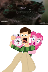 Size: 2168x3240 | Tagged: safe, artist:nathaniel718, imported from derpibooru, pinkie pie, earth pony, human, pony, blue's clues, clock, crossover, female, logo, male, mare, nick jr., nickelodeon, obligatory pony, scared, screaming, spongebob squarepants, steve, steve (blue's clues), tickety tock, wormy