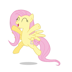Size: 750x750 | Tagged: safe, artist:valadrem, imported from derpibooru, fluttershy, pegasus, pony, season 3, the crystal empire, 2014, animated, animated png, apng for breezies, bipedal, cute, dumb running ponies, eyes closed, female, loop, shyabetes, simple background, spread wings, transparent background, wings