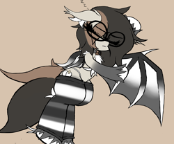 Size: 3000x2500 | Tagged: safe, artist:ponersarecute, imported from derpibooru, bat pony, bat wings, chest fluff, clothes, ear fluff, freckles, glasses, hoof fluff, lying down, sleeping, socks, wings