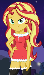 Size: 1280x2174 | Tagged: safe, artist:daarkenn, imported from derpibooru, sunset shimmer, equestria girls, clothes, dress, hand on hip, solo