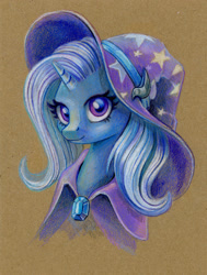 Size: 831x1100 | Tagged: safe, artist:maytee, imported from derpibooru, trixie, pony, unicorn, bust, portrait, solo, traditional art