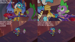 Size: 1280x720 | Tagged: safe, edit, edited screencap, editor:quoterific, imported from derpibooru, screencap, princess ember, spike, dragon, gauntlet of fire, season 6, dragoness, duo, eyes closed, female, male, open mouth, open smile, smiling
