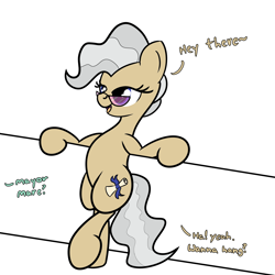 Size: 2000x2000 | Tagged: safe, artist:dafiltafish, imported from derpibooru, mayor mare, earth pony, pony, bipedal, bipedal leaning, dialogue, leaning, leaning back, simple background, white background