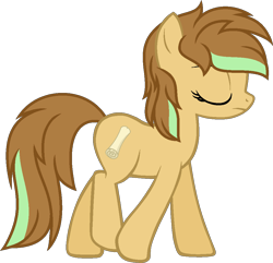 Size: 1020x985 | Tagged: safe, artist:pegasski, imported from derpibooru, oc, oc only, oc:brainbox, earth pony, pony, earth pony oc, eyes closed, female, frown, full body, hooves, mare, show accurate, side view, simple background, solo, tail, transparent background, two toned mane, two toned tail, walking