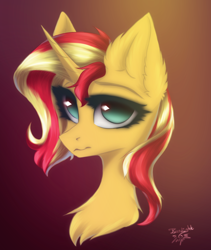 Size: 2578x3048 | Tagged: safe, artist:jsunlight, imported from derpibooru, sunset shimmer, pony, unicorn, equestria girls, bust, cute, portrait, solo