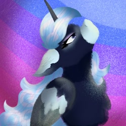 Size: 1500x1500 | Tagged: safe, artist:teonnakatztkgs, imported from derpibooru, oc, oc only, alicorn, pony, abstract background, alicorn oc, eyelashes, horn, looking up, solo, wings