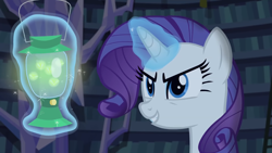 Size: 1920x1080 | Tagged: safe, imported from derpibooru, screencap, rarity, pony, unicorn, scare master, firefly lamp, library, solo, twilight's castle
