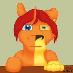 Size: 1000x1000 | Tagged: safe, artist:alfa007, imported from derpibooru, oc, oc:alfa, big cat, lion, pony, unicorn